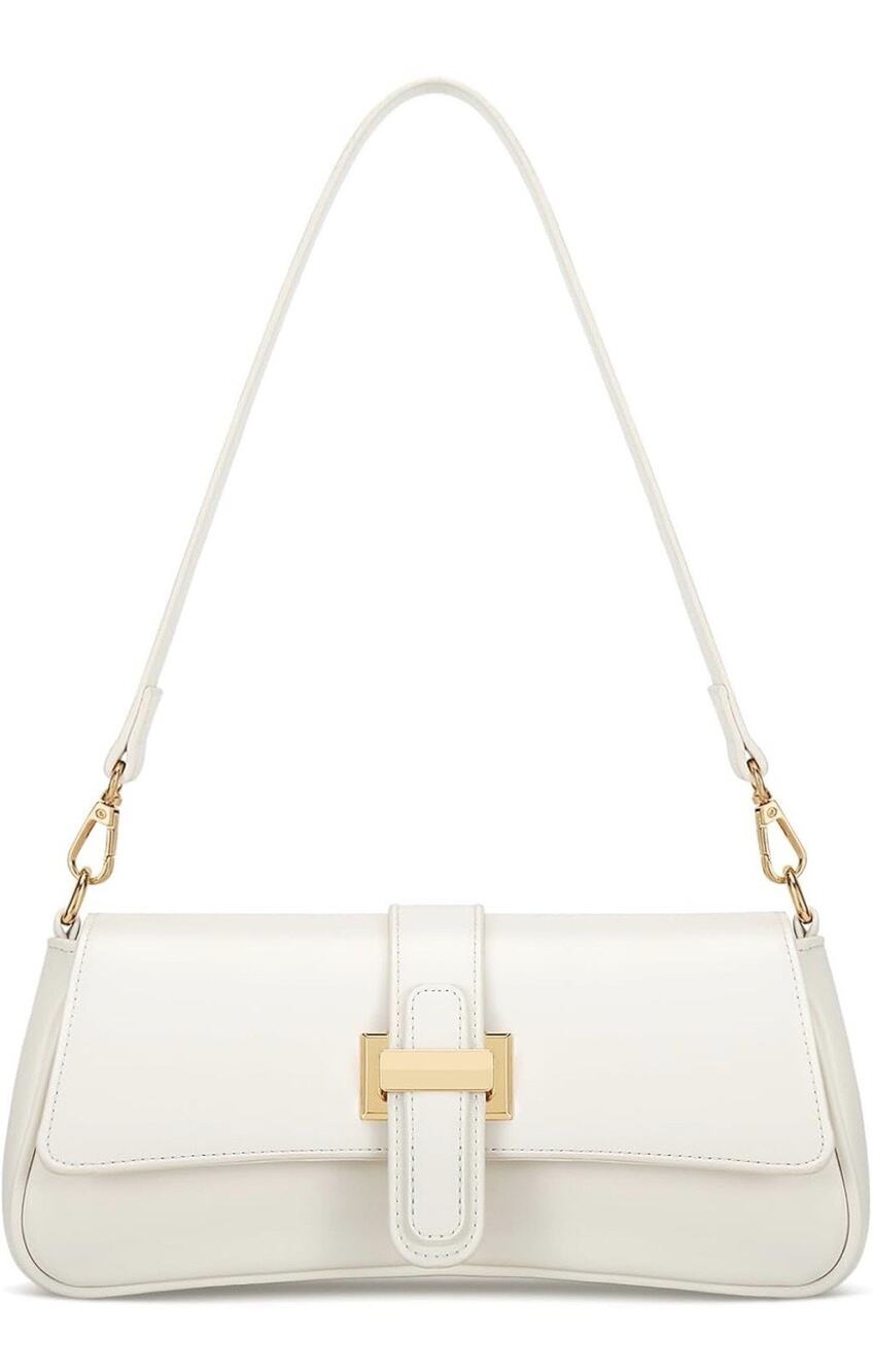 Shoulder Bag for Women Small Handbag Hobo Purses, Retro Clutch Leather Off White